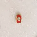 Gold-plated stainless steel Hamsa Hand charm with red enamel and evil eye detail for DIY jewelry. - Hamsa Hand / Red