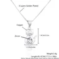 Silberner Katzenanhänger mit herzförmigem Zirkon und detaillierten Größenangaben. - Tiger / Halskette mit Anhänger / Gold