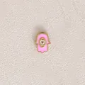 Pink Hamsa Hand charm in gold-plated stainless steel for DIY jewelry making crafts - Hamsa Hand / Pink
