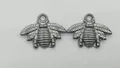 Two antique silver finish stainless steel bee charms for DIY necklace and bracelet jewelry making - 20.80x16.1x2.8mm