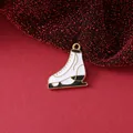 Enamel ice skate pendant with 18K gold plating for Christmas DIY jewelry craft - Ice Skate / 21.5mmx19.3mmx2mm