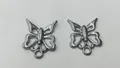 Pair of hollowed-out stainless steel butterfly charms for DIY jewelry and crafts - 24x19.35x3mm