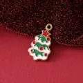 Festive 18K gold plated stainless steel Christmas tree enamel charm for DIY jewelry - Colorful Christmas Tree / 22.8mmx12.9mmx2mm