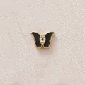 Gold-plated stainless steel butterfly pendant with black enamel and central evil eye design - Butterfly / Black