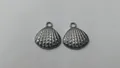 Pair of textured stainless steel sea shell charms for DIY jewelry making findings - 19x17.2x3.2mm
