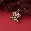 Gingerbread man charm accessory in brown enamel and 18K gold plated stainless steel - Gingerbread Man / 20mmx19mmx1.7mm