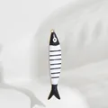 Minimalistischer schwarz-weiß gestreifter Fisch-Anhänger aus Edelstahl für DIY-Schmuck - Gestreifter Fisch / Schwarz-Weiß Gestreift