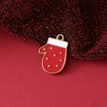 Festive Christmas red mitten charm in gold-plated stainless steel for DIY jewelry making - Red Christmas Glove / 22.4mmx16.1mmx1.8mm