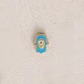 Gold plated Hamsa hand charm with blue enamel evil eye for DIY necklace bracelet making - Hamsa Hand / Blue