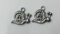 Set of two polished stainless steel snail charms for DIY necklaces and bracelets - 15.9x16.2x2.1mm