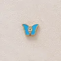 Blue butterfly evil eye enamel charm gold plated stainless steel pendant for DIY jewelry - Butterfly / Blue