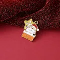 Festive Santa Claus in chimney oil drop pendant for DIY Christmas jewelry making. - Santa Claus in Chimney / 22.6mmx20mmx1.8mm