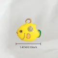 Gelber Cartoon Ozean Fisch Emaille Anhänger für DIY Schmuckherstellung 1,4cm Maß - Fetter Fisch / 1.4cm / Gelb