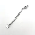 Detailopname van een roestvrijstalen verlengketting met karabijnsluiting en rond label. - Ronde Stijl (DN04-1) / 70mm Verpakking