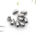 Cuentas espaciadoras ovales de acero inoxidable plateado para hacer joyas tipo DIY - Cuenta de arroz de medio agujero 5*8*2.5mm