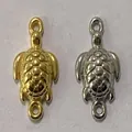 Paar goldene und silberne Edelstahlanhänger in Schildkrötenform für DIY-Schmuck - 19.53*16.15*2.71mm