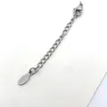 Detail van 7cm roestvrijstalen verlengketting met kreeftensluiting en ovaal labeltje - Ovale Stijl (DN04-1) / 70mm Verpakking