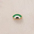 Green enamel evil eye charm in gold plated stainless steel for DIY jewelry making - Eye / Green/White