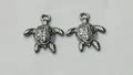 Silberne Meeresschildkröten-Anhänger aus Edelstahl für DIY-Halsketten und Armbänder - 20.45*17.75*3.25mm