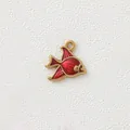 Close-up detail of gold-plated stainless steel fish charm with vibrant red enamel finish - Red Goldfish