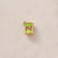 Detailed close-up of a gold-plated stainless steel hourglass charm with green enamel - Green Hourglasses