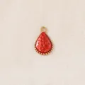Red drip oil teardrop pendant with gold-plated stainless steel border for DIY jewelry - Water Drop / Red