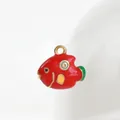 Lebhafter roter Comic-Fisch-Anhänger mit bunten Emaille-Details für DIY-Schmuckherstellung - Fetter Fisch / Rot