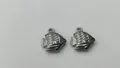 Zwei silberne Edelstahl-Skalar-Anhänger für die DIY-Halsketten- und Armbandherstellung - 12.5*12.45*4.15mm