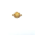 Handmade 18K gold plated stainless steel sun face charm connector for DIY jewelry making - 1 Piece (22.12x11.35x1.71mm)
