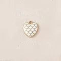 Gold-plated stainless steel heart pendant with white scale pattern for DIY jewelry - Heart Shape / White