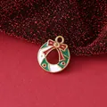 Festive Christmas wreath enamel charm pendant in 18K gold plating for DIY jewelry making - Christmas Wreath / 18.2mmx15.8mmx3mm