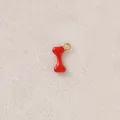 Macro view of a red bone shaped enamel charm with a gold-plated ring for DIY jewelry - Red Bone Pattern