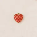 Red heart shaped enamel pendant with gold mermaid scale pattern for DIY jewelry making - Heart Shape / Red