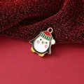 Cute Christmas penguin enamel charm pendant with 18K gold plated finish for DIY jewelry - Christmas Penguin / 22.1mmx18.4mmx2mm