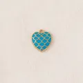 Heart-shaped pendant featuring blue fish scale enamel and gold-plated stainless steel - Heart Shape / Blue