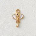 Golden enamel elephant head pendant with evil eye detail for DIY jewelry - Manta Ray