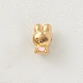 Macro view of golden stainless steel rabbit bead charm with pink heart enamel detail - Pink Heart Bunny