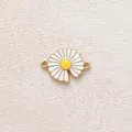 Elegant gold stainless steel daisy flower enamel pendant connector for DIY jewelry creation - Daisy Double Loop Connector