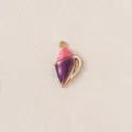 Purple and pink enamel sea shell pendant with gold plated stainless steel frame - Conch / Purple