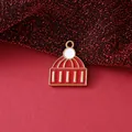 Christmas themed red enamel hat charm with 18K gold plating for DIY jewelry making - Christmas Hat / 22.3mmx18.4mmx2mm