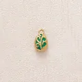 Elegant stainless steel green enamel teardrop pendant with gold floral scroll pattern - Green Scroll Pattern Teardrop Pendant