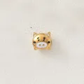 Macro view of a gold-plated stainless steel cartoon pig charm bead for DIY jewelry making - White Mouth Nose Pig (Style 5)