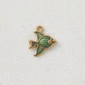 Green enamel fish charm in gold-plated stainless steel for DIY jewelry making and crafts - Green Goldfish