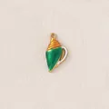 Green and orange enamel seashell charm in gold plated stainless steel for DIY jewelry - Conch / Green