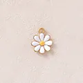 White enamel daisy flower pendant in stainless steel for DIY jewelry accessories - White Daisy Charm Pendant