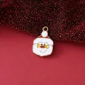 Santa Claus enamel pendant charm in gold-plated stainless steel for Christmas DIY jewelry - Santa Face Circle / 22mmx15mmx2.3mm