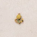 Elegant gold-plated heart pendant featuring enamel sunflower and bee details for jewelry - Heart Sunflower and Bee Pendant
