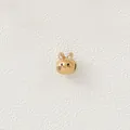 Close-up detail of gold plated stainless steel cartoon rabbit charm bead with enamel - White Ear Decorated Rabbit (Style 14)