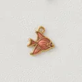Detail view of a gold-plated stainless steel tropical fish pendant with orange enamel - Pink Goldfish