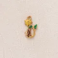 Gold-plated stainless steel pendant featuring enameled sunflower and a climbing monkey - Sunflower and Monkey Pendant